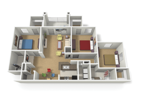 a floor plan is shown in this rendering